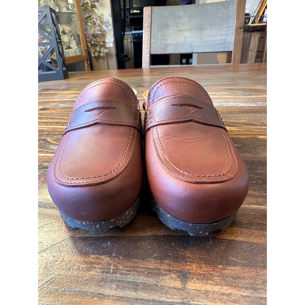OTBT Homage Red/Brown Leather Penny Loafer Mule‎ Clogs Women Size 6.5 - Picture 2 of 10